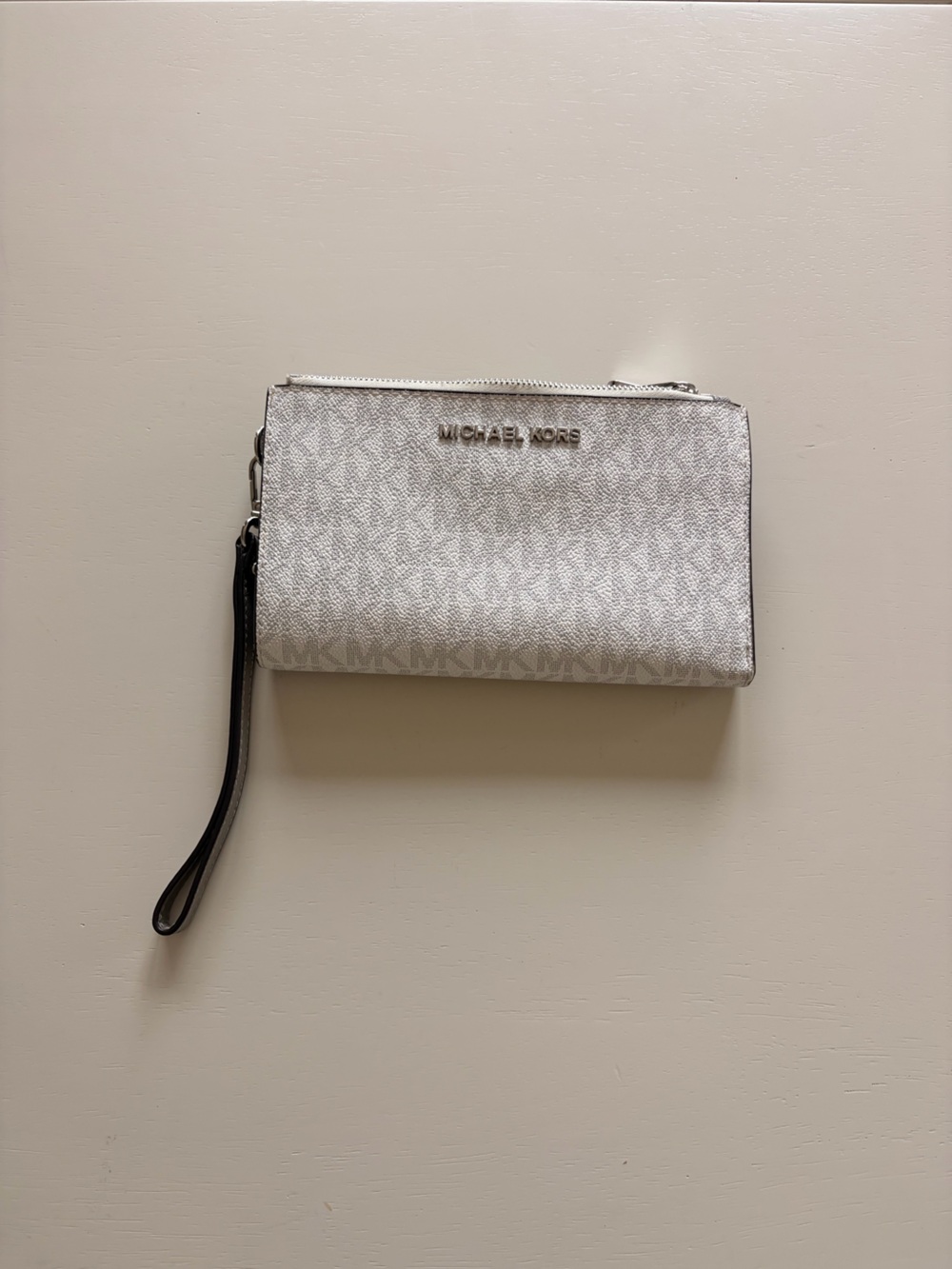 Michael Kors Metallic Silver Signature Wristlet